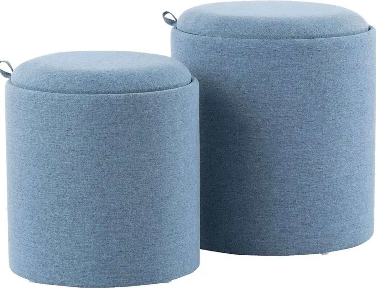 Traymore Blue Ottoman, Set of 2