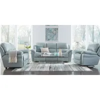Vercelli Aqua Leather 5 Pc Living Room with Reclining Sofa