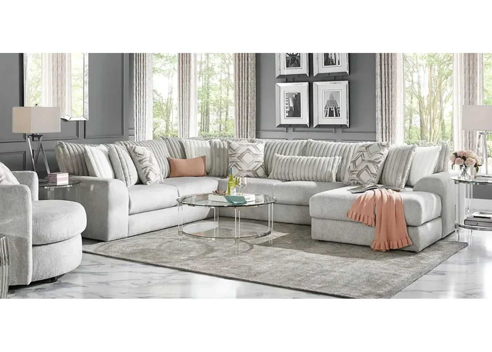 Moreau Street Gray 6 Pc Sectional Living Room