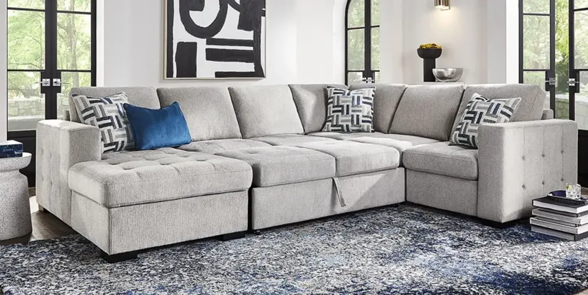 Geneva Gray 3 Pc Sleeper Sectional