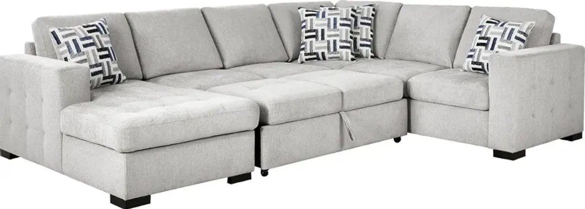 Geneva Gray 3 Pc Sleeper Sectional