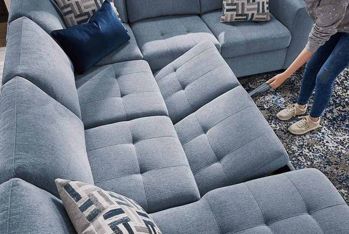 Geneva Blue 3 Pc Sleeper Sectional