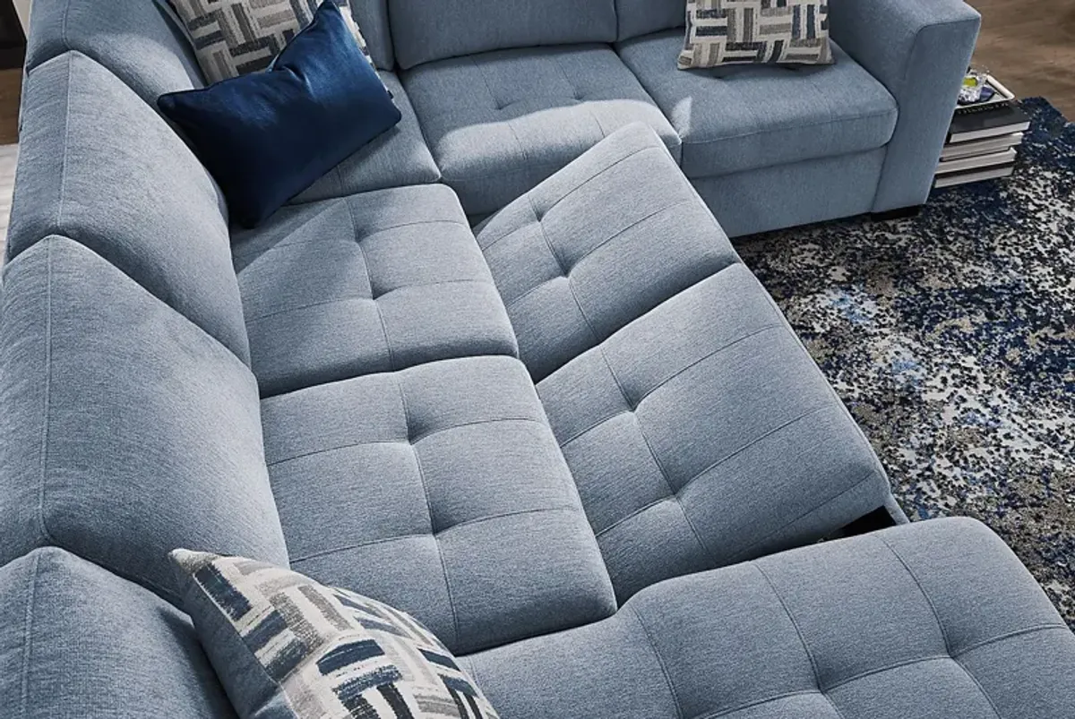 Geneva Blue 3 Pc Sleeper Sectional