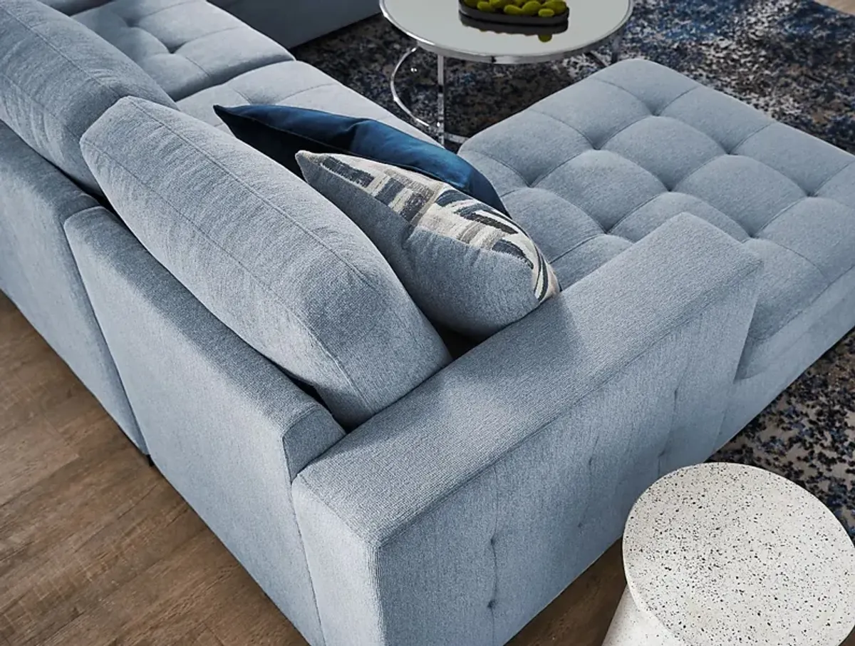 Geneva Blue 3 Pc Sleeper Sectional