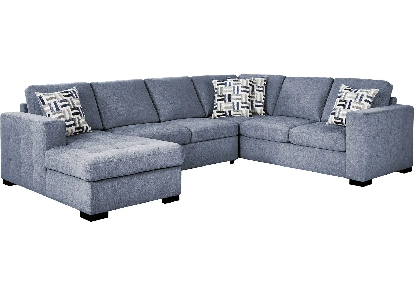 Geneva Blue 3 Pc Sleeper Sectional