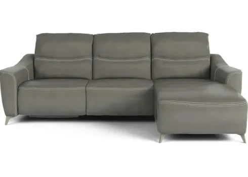 Domio Gray Leather 3 Pc Power Reclining Sectional by Rooms To Go Furniture