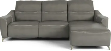 Domio Gray Leather 3 Pc Power Reclining Sectional