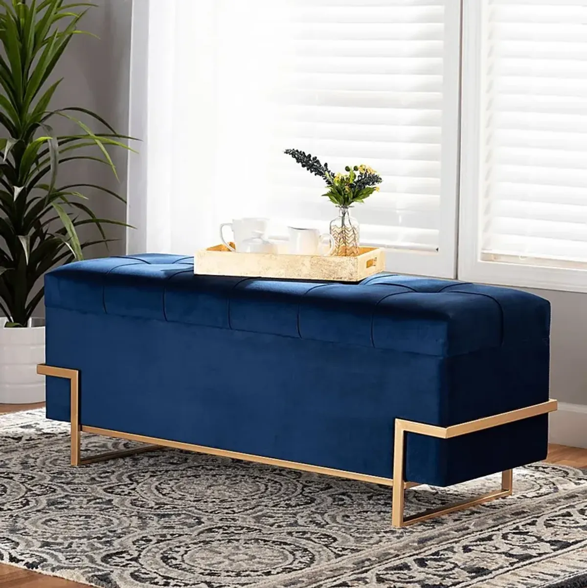 Amaral Blue Accent Ottoman