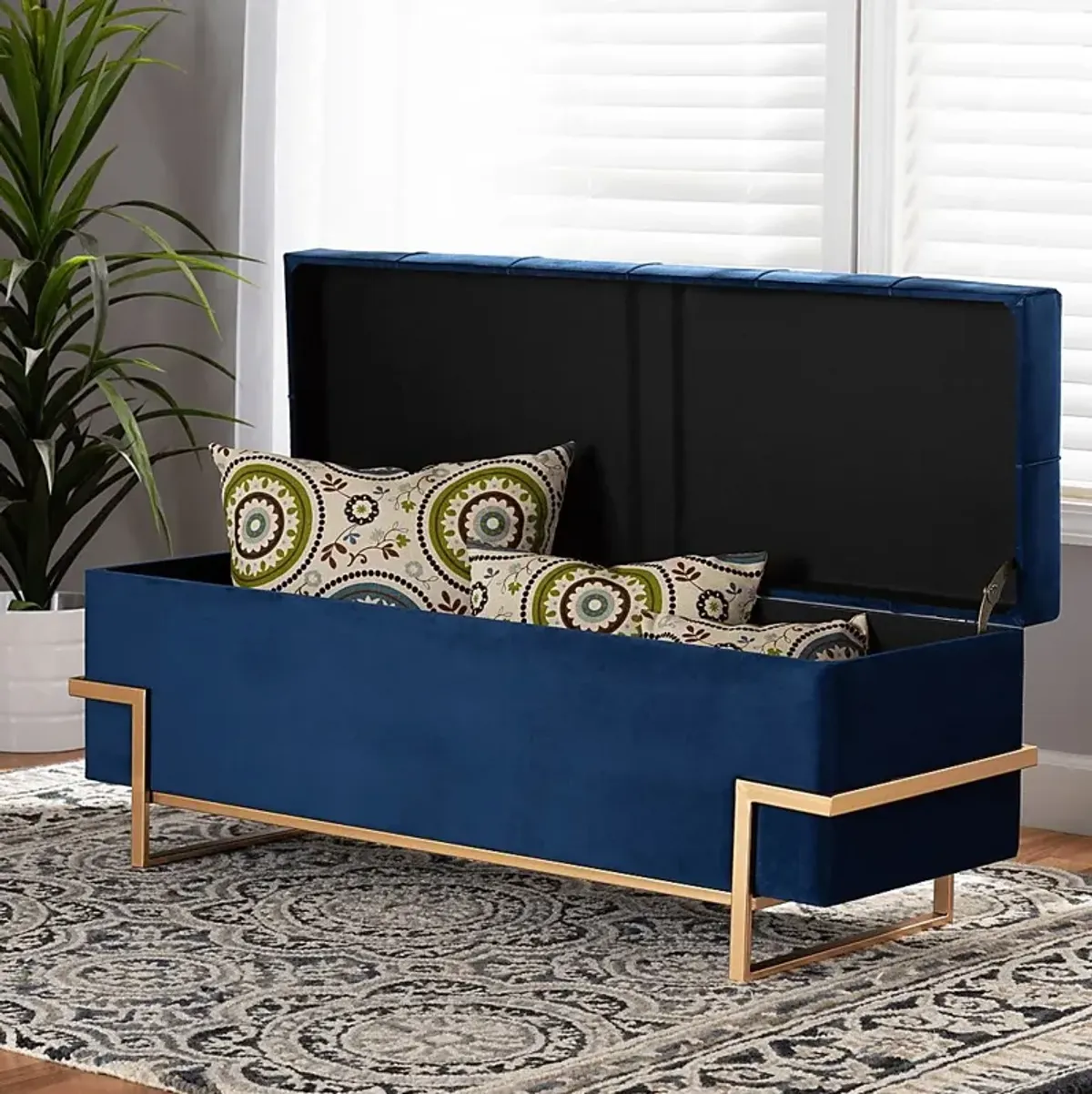 Amaral Blue Accent Ottoman