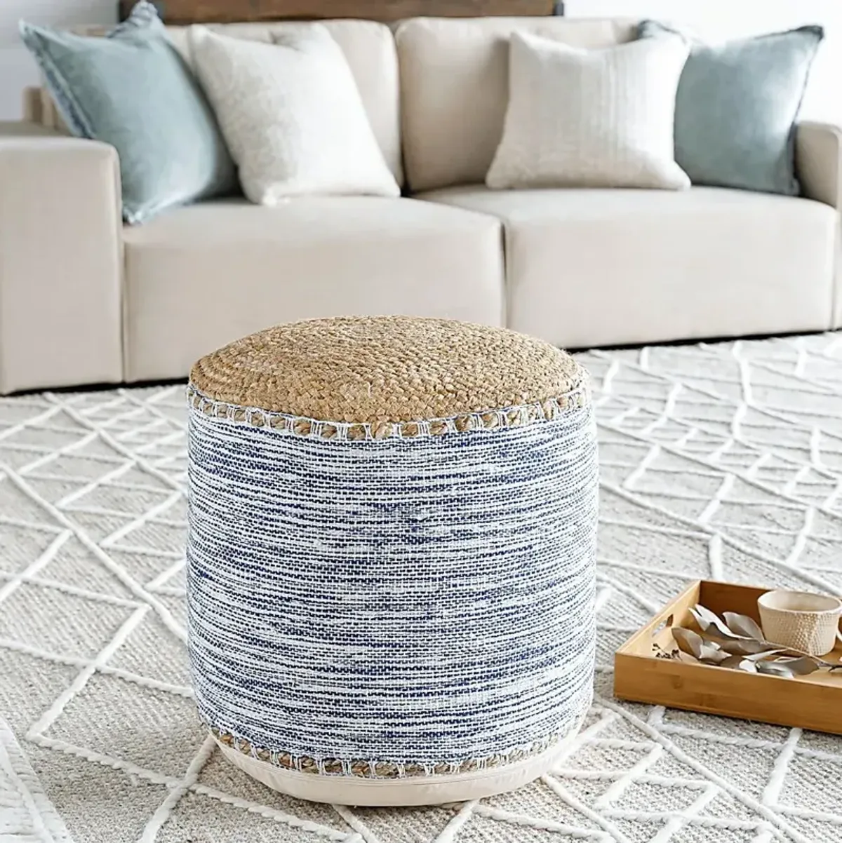 Adamede Navy Ottoman