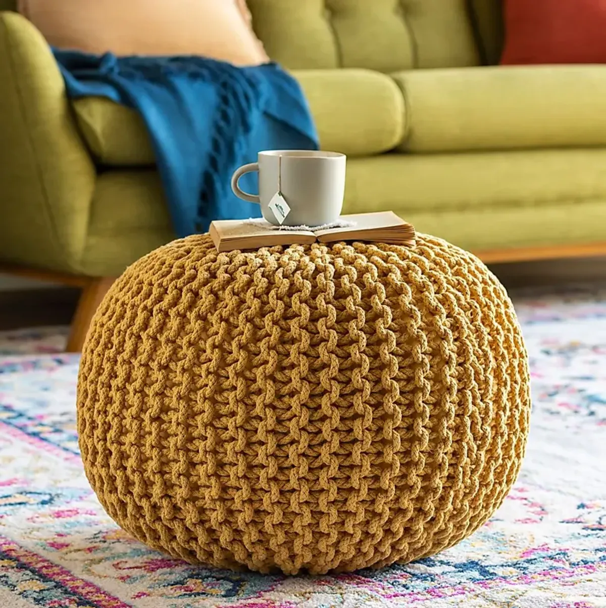 Adencliff Yellow Ottoman