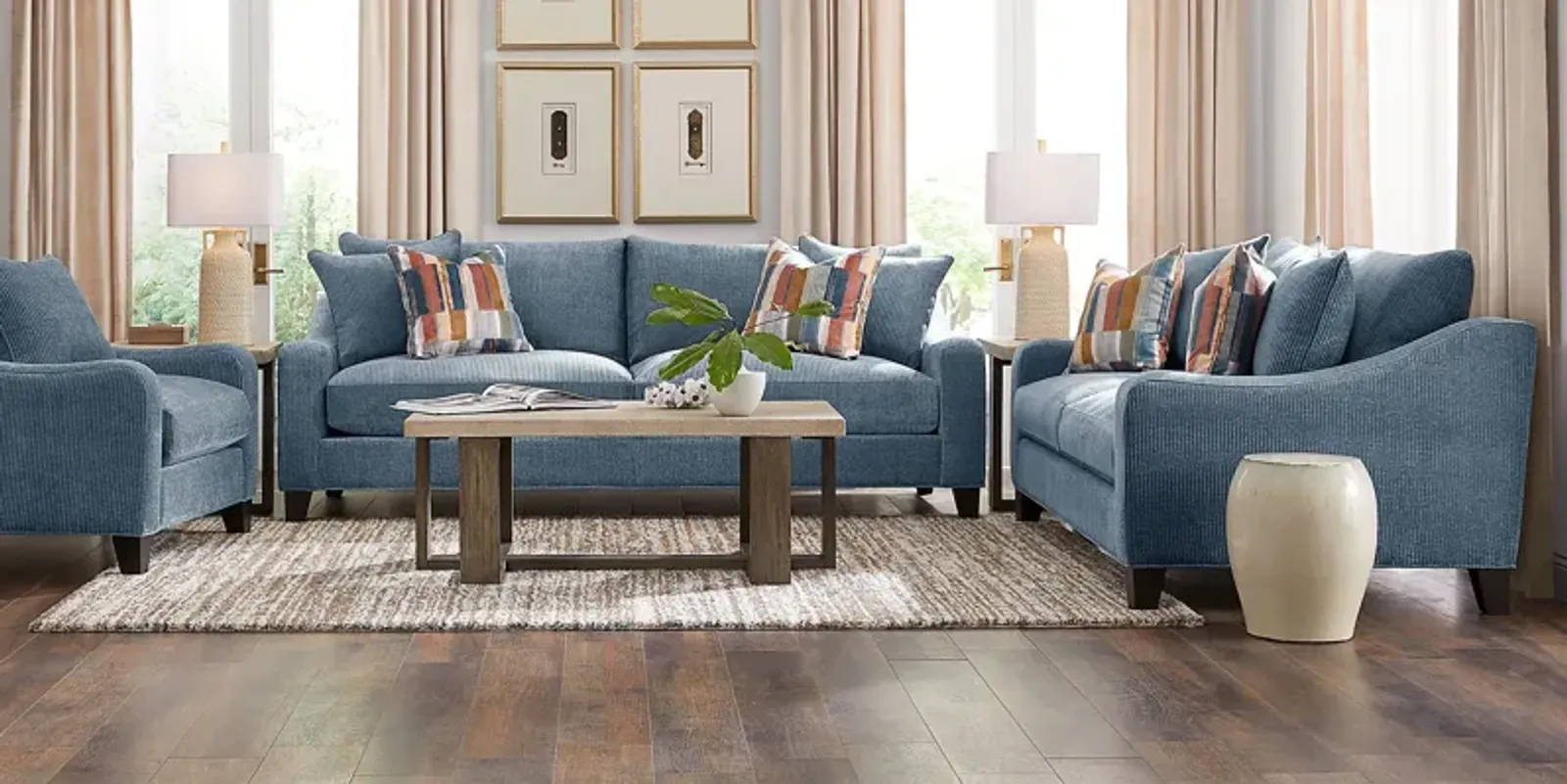 Cambria Blue 10 Pc Living Room