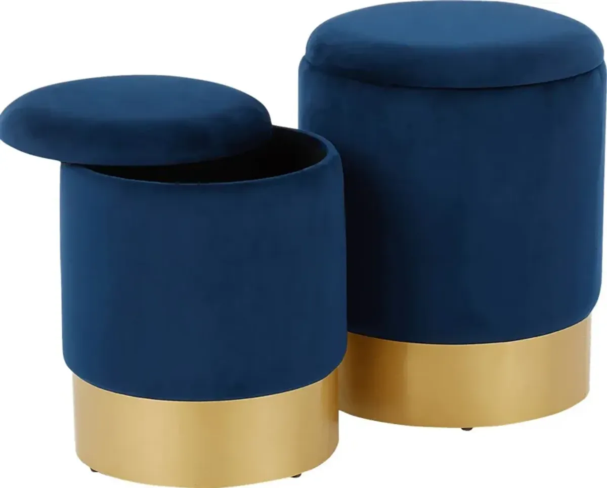 Pearlie Blue Ottoman, Set of 2