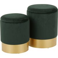 Pearlie Green Ottoman, Set of 2