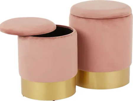 Pearlie Pink Ottoman, Set of 2