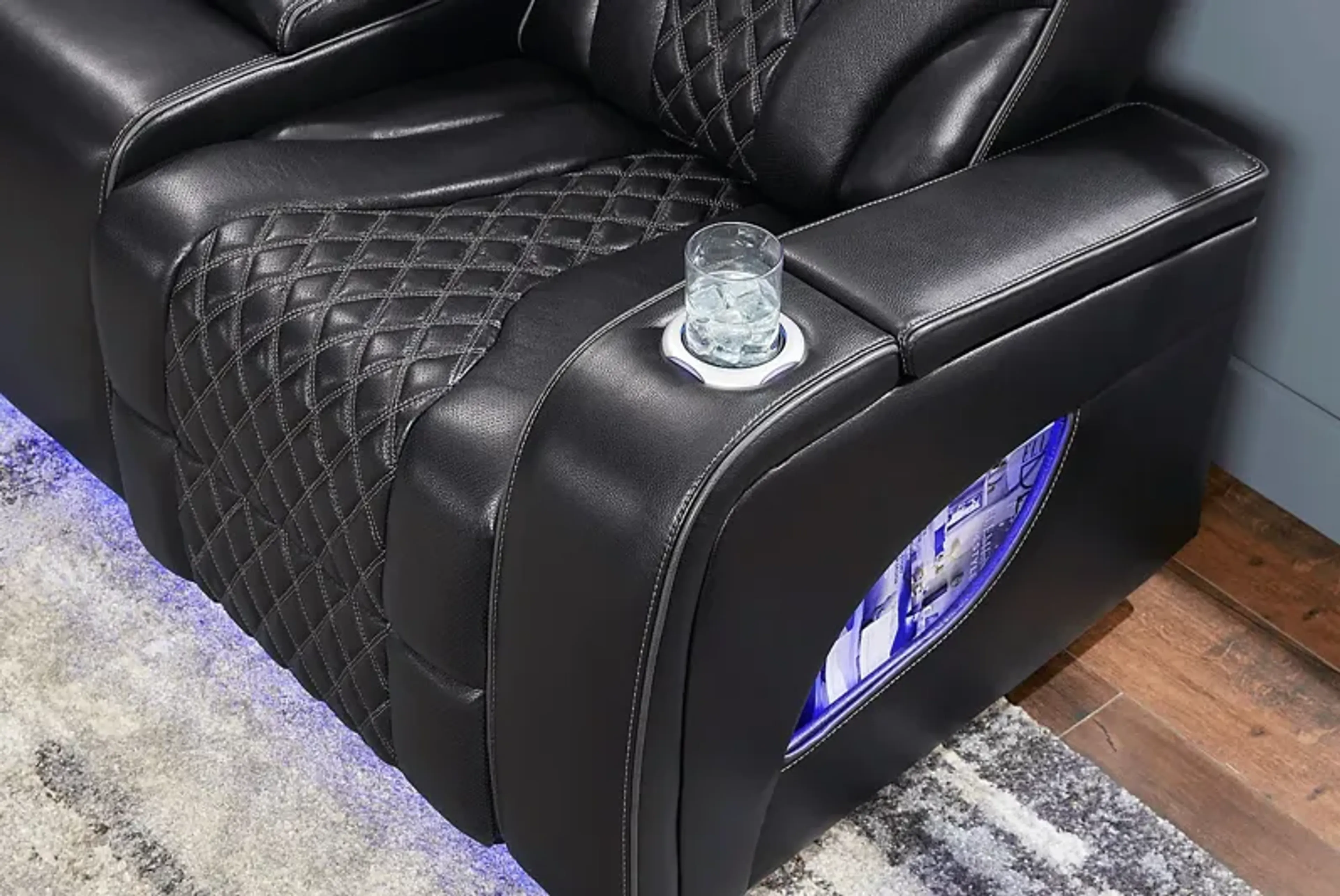 Horizon Ridge Black Leather 2 Pc Triple Power Reclining Living