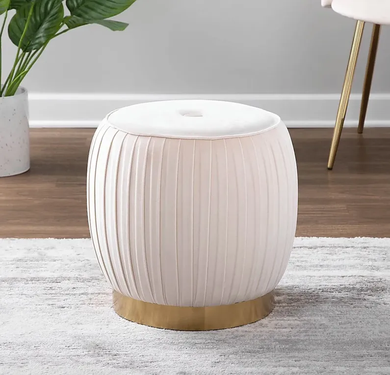 Leeambur Cream Ottoman