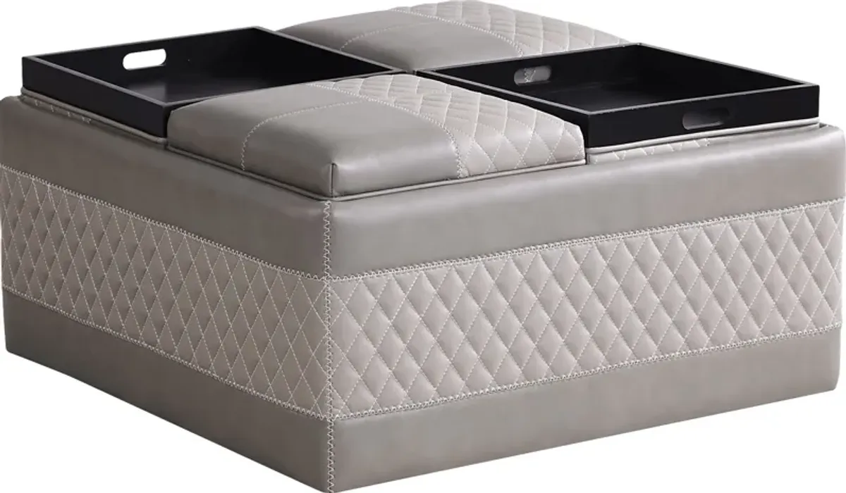 Starline Road Gray Storage Ottoman