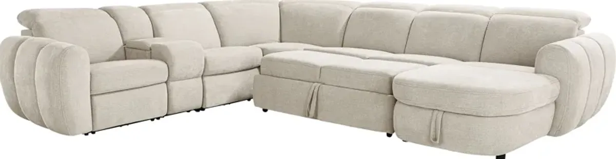 Laurel Heights Gray 6 Pc Dual Power Reclining Sleeper Sectional