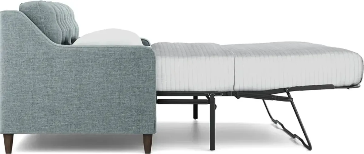 Hanover Teal Chenille Sleeper Chaise Sofa