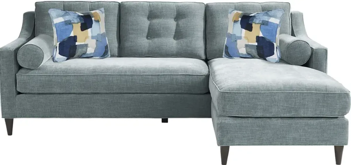 Hanover Teal Chenille Sleeper Chaise Sofa