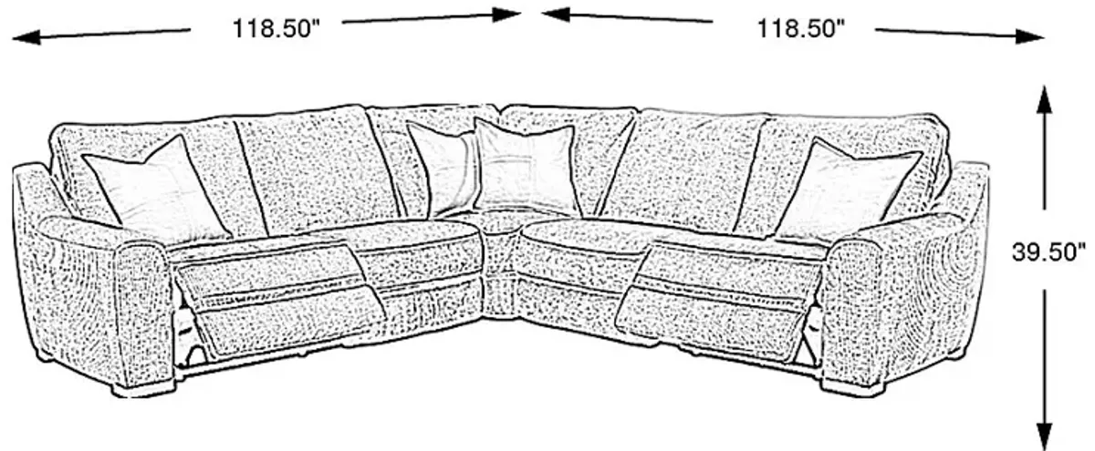 Somerset Gray 5 Pc Dual Power Reclining Sectional