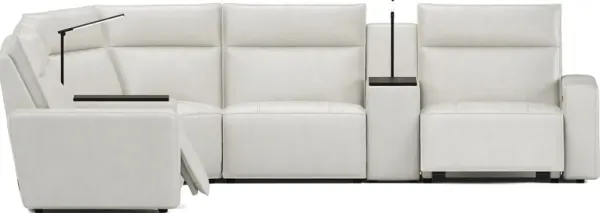 Light Gray Leather 7 Pc Dual Power Reclining ModularTwo