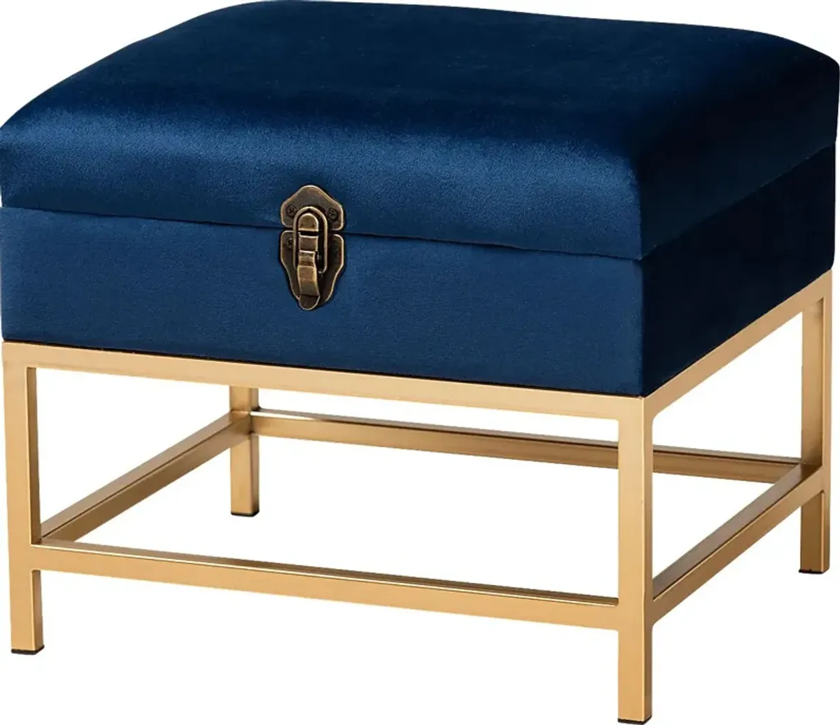 Wiltz Blue Storage Accent Ottoman