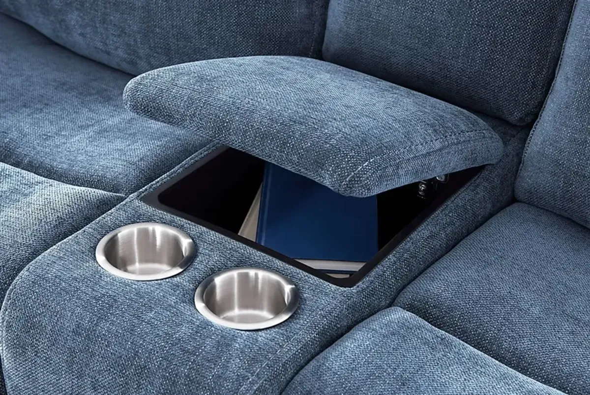 Meadow Park Cobalt 3 Pc Living Room with Dual Power Reclining Sofa