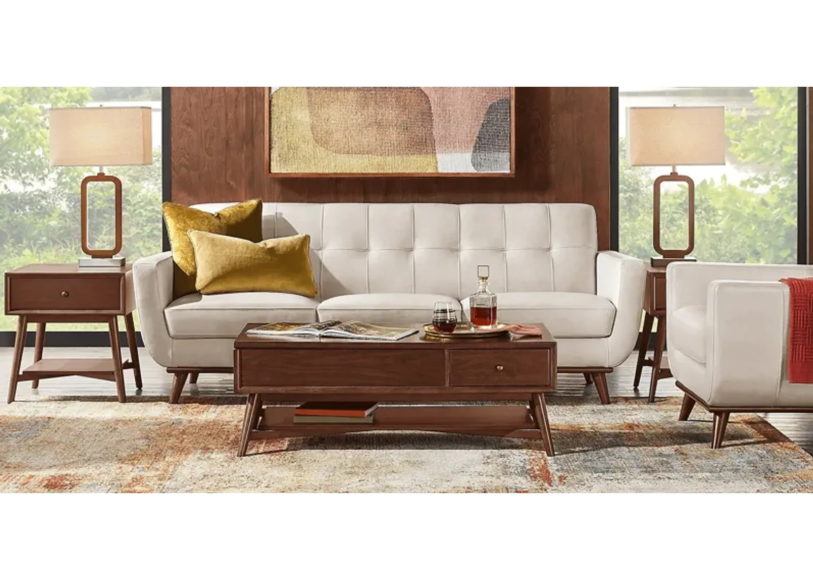 Greyson Ivory Leather 2 Pc Living Room