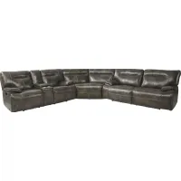 Bernsley Gray Leather 3 Pc Reclining Sectional