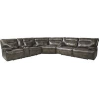 Bernsley Gray Leather 3 Pc Reclining Sectional