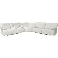 Bernsley White Leather 3 Pc Reclining Sectional