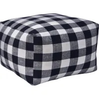 Caelus Black Plaid Square Pouf