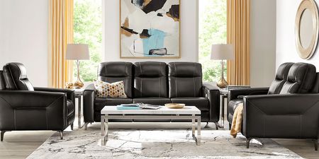Parkside Heights Black Cherry Leather 2 Pc Dual Power Reclining Living Room