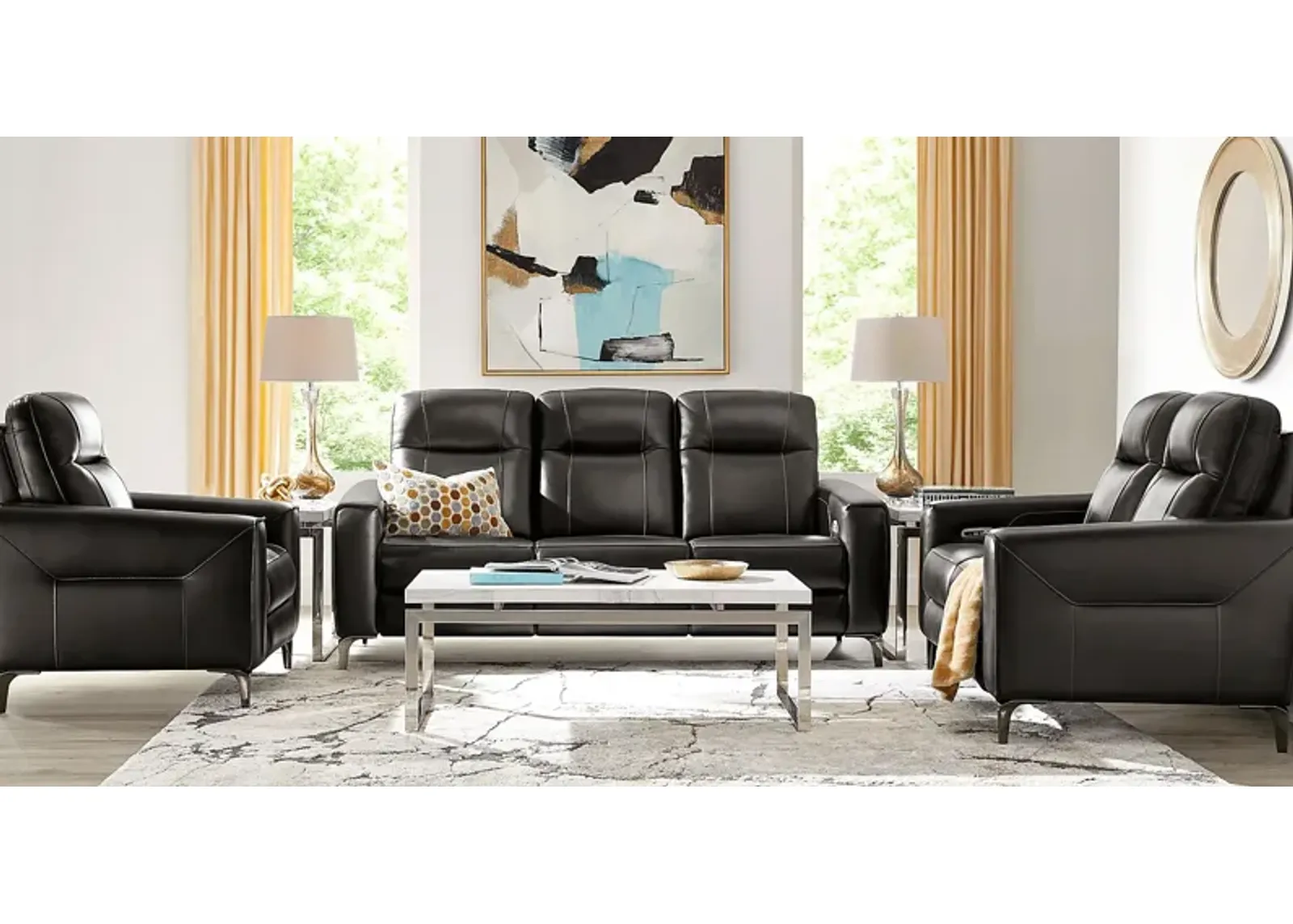 Parkside Heights Black Cherry Leather 2 Pc Dual Power Reclining Living Room