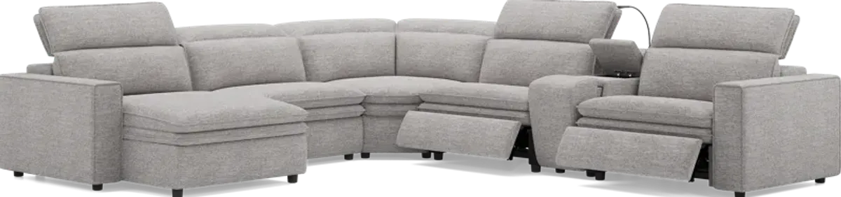 Salvator Street Gray 6 Pc Dual Power Reclining Sectional