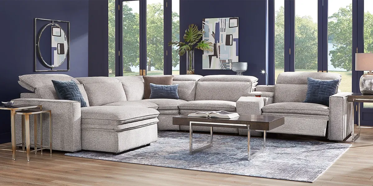 Salvator Street Gray 6 Pc Dual Power Reclining Sectional