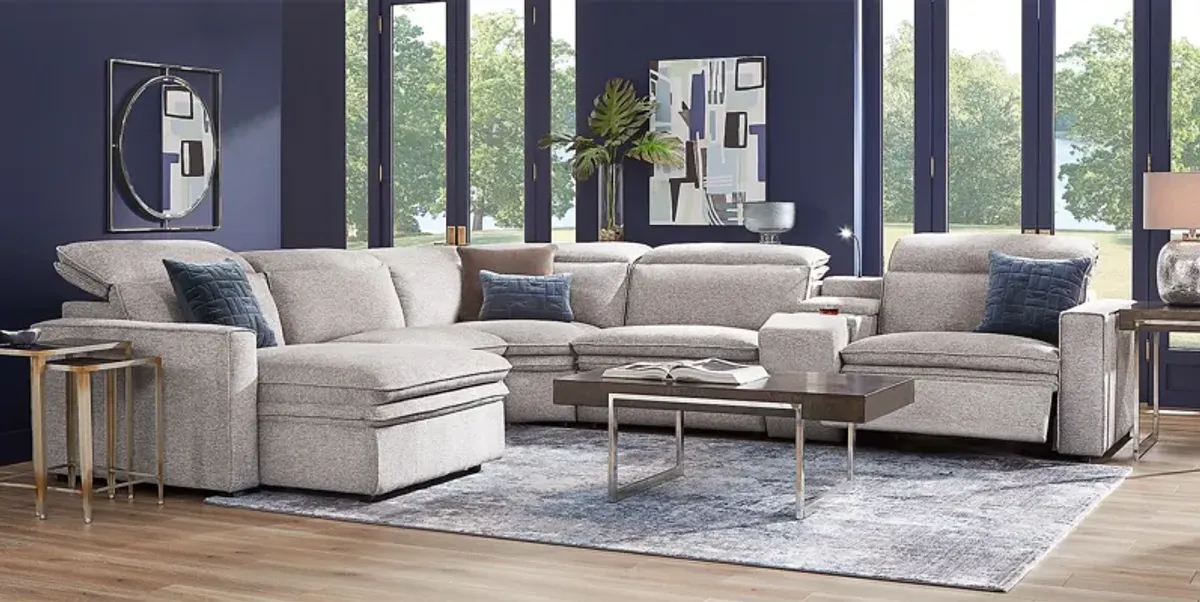 Salvator Street Gray 6 Pc Dual Power Reclining Sectional