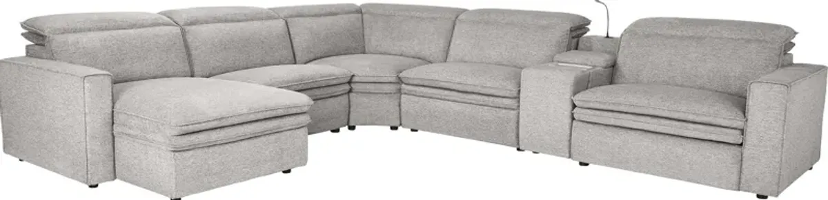 Salvator Street Gray 6 Pc Dual Power Reclining Sectional