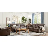 San Gabriel Brown Leather 5 Pc Reclining Living Room