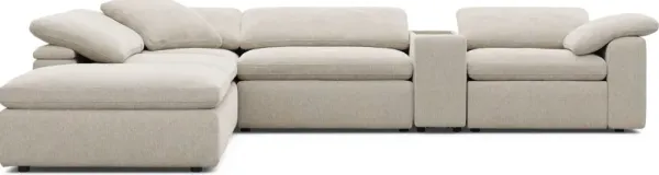 The Flow Gray 6 Pc Dual Power Reclining Sectional with Console