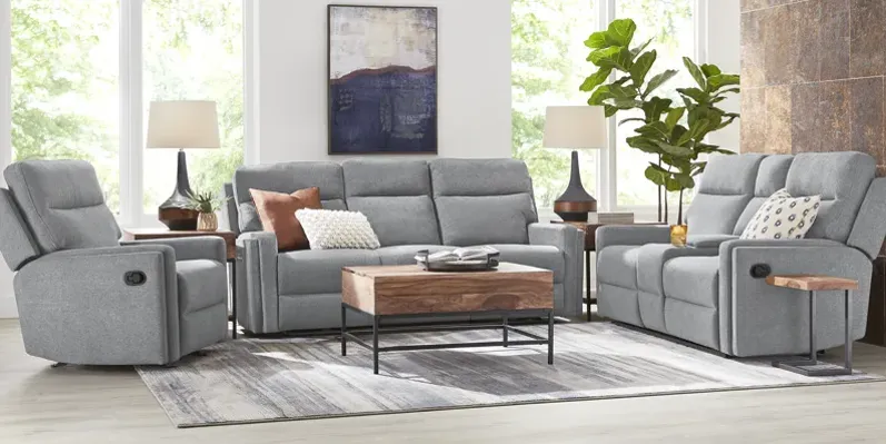 Davis Bay Gray 7 Pc Living Room with Dual Power Reclining Sofa