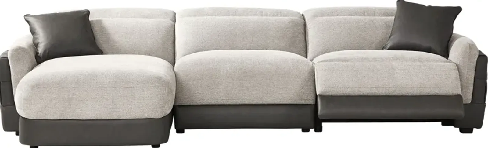 Seneca Falls Gray 3 Pc Dual Power Reclining Sectional