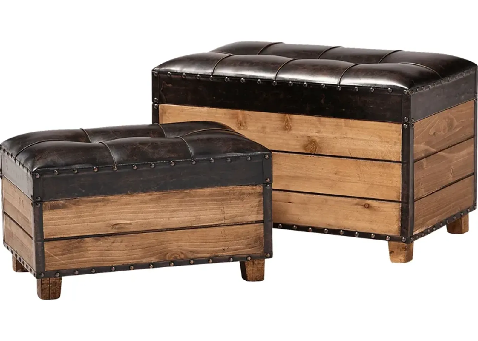 Madewood Brown Ottoman, Set of 2