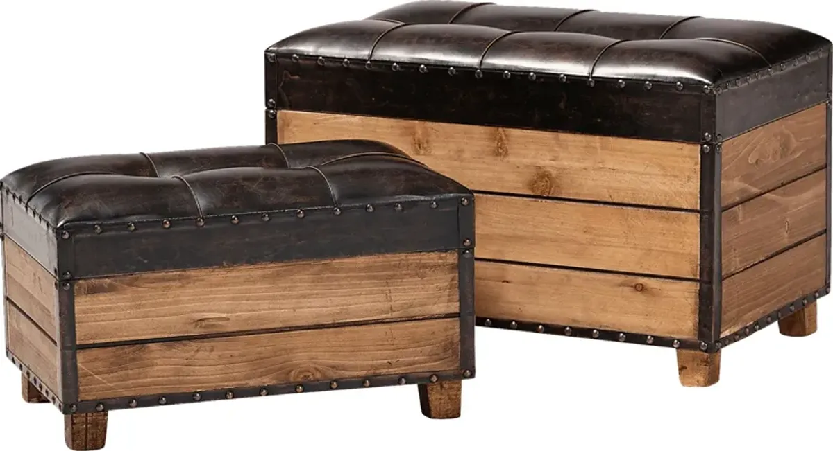 Madewood Brown Ottoman, Set of 2