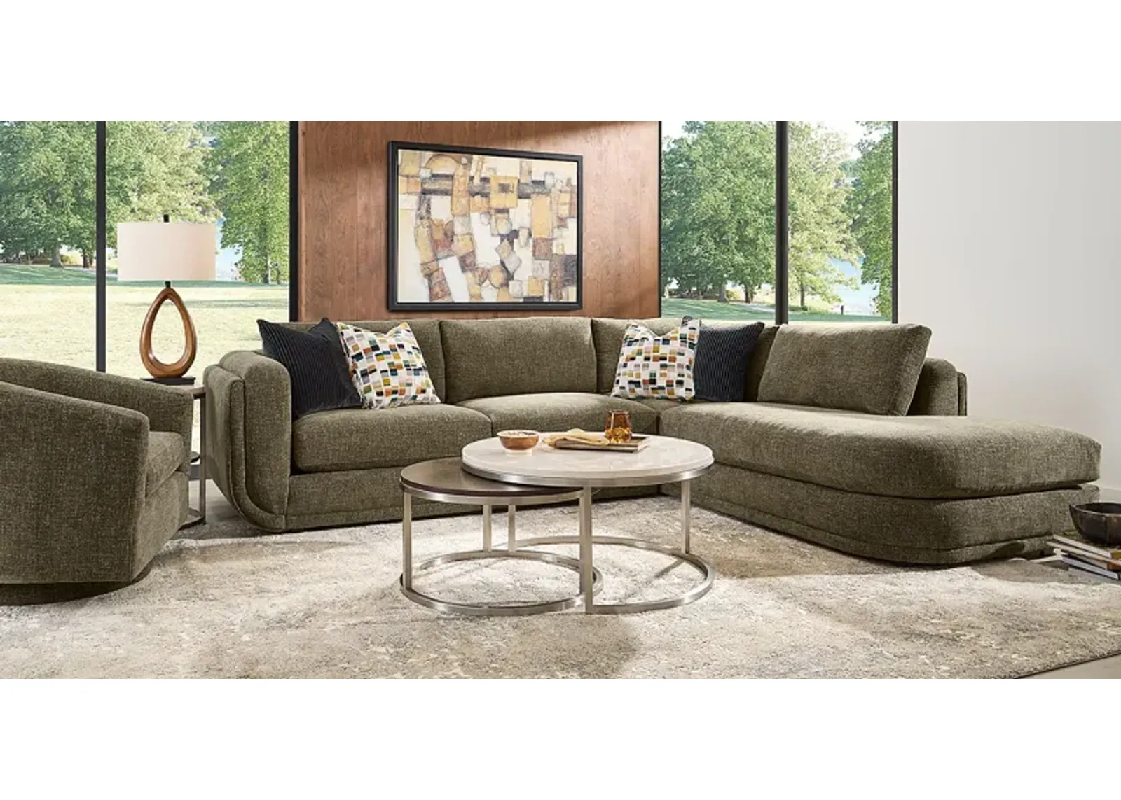 Laguna Hills Olive 5 Pc Sectional Living Room