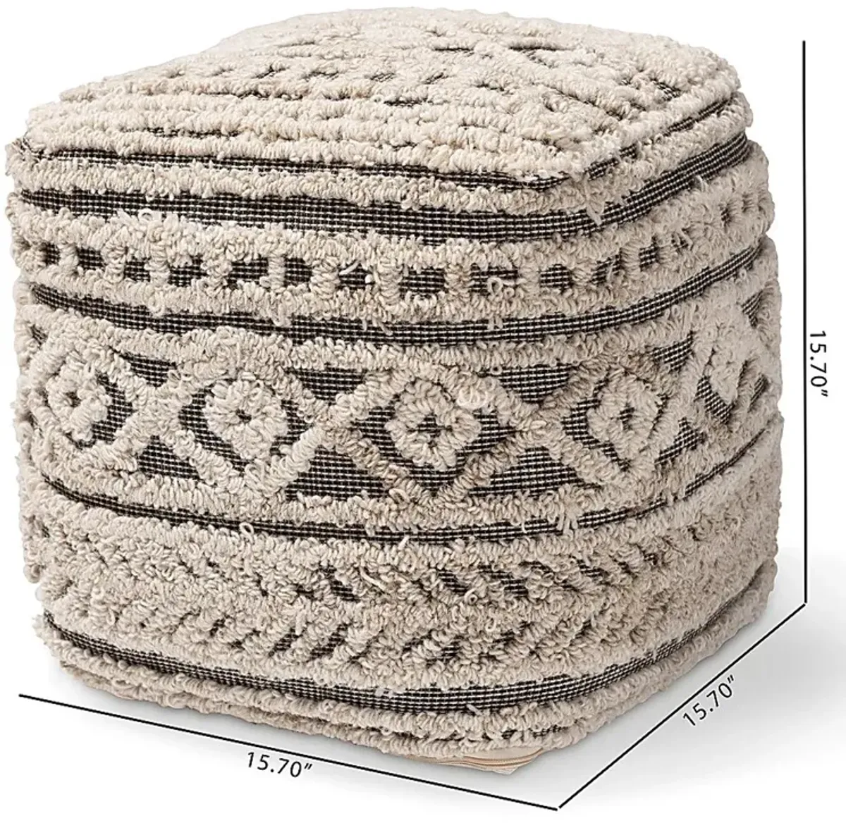 Zoar Heights Beige Pouf