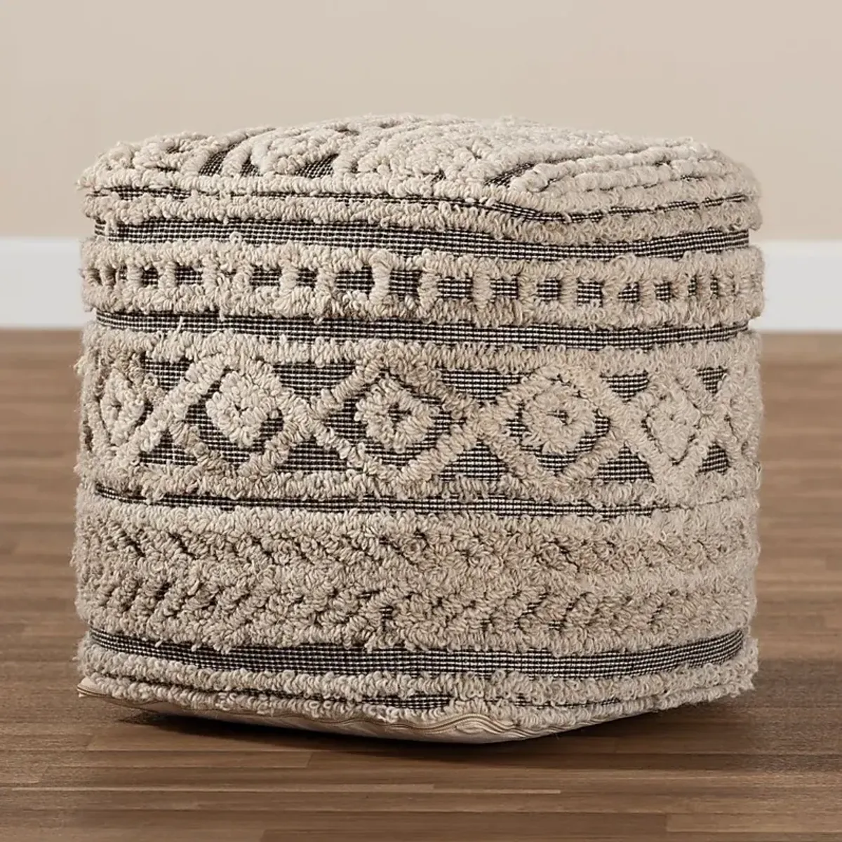 Zoar Heights Beige Pouf