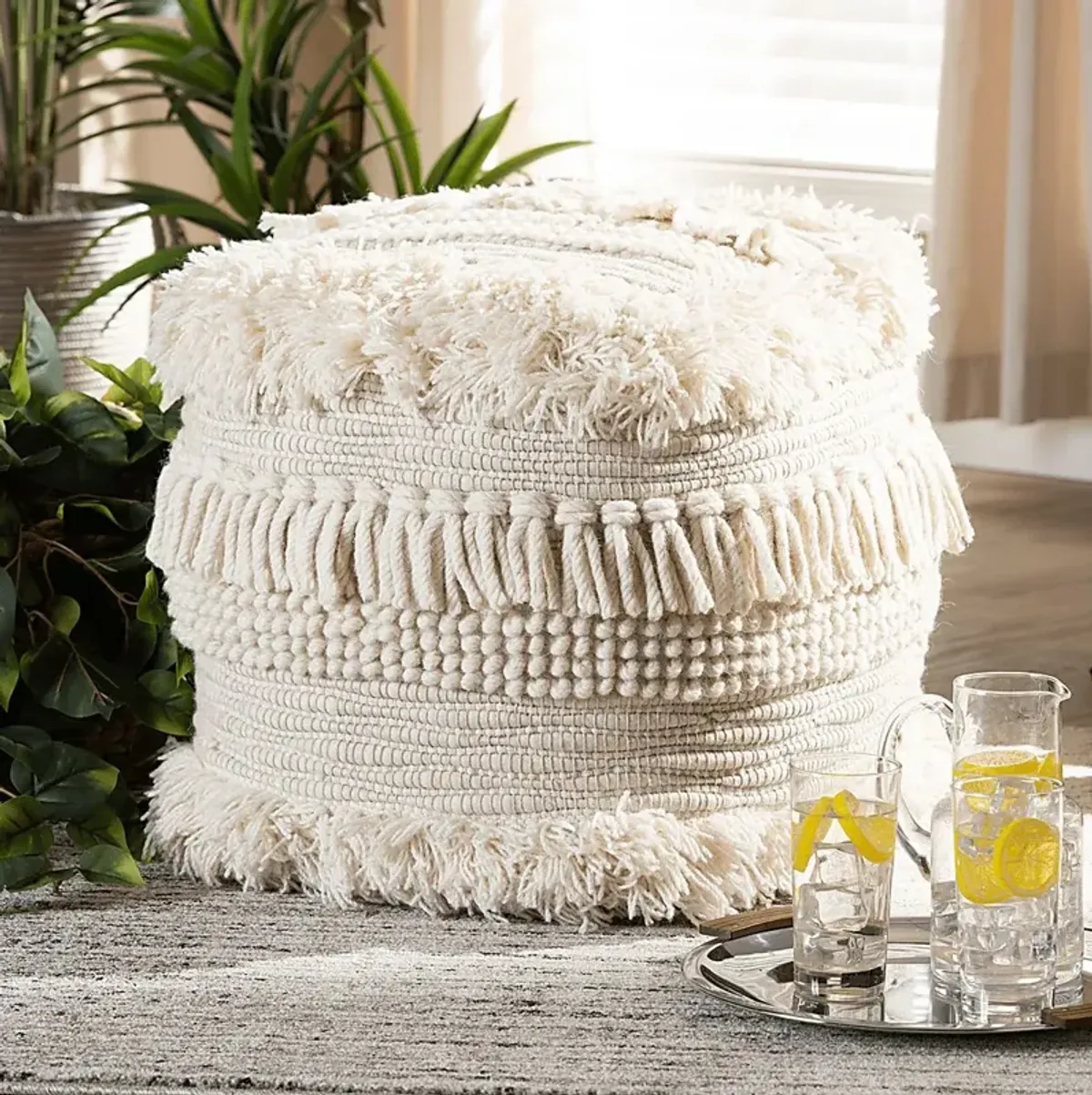 Magill Court Beige Pouf